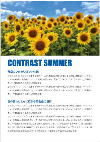 対比(コントラスト)が明確なデザインは、シンプルながらも各要素の役割が明らかで読みやすい